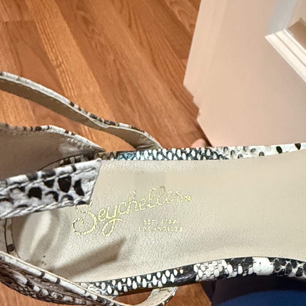 Seychelles Plateau Python Leather Ankle Strap Fla… - image 3